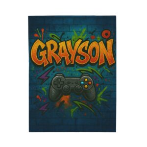 Personalized Gaming Blanket  Graffiti Name Blanket  Custom Kids Throw