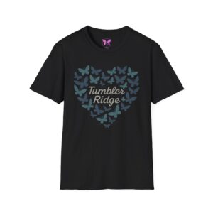 Tumbler Ridge Butterfly Heart T‑Shirt — 100% Profits Donated