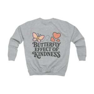 Kids Butterfly Effect of Kindness Crewneck Sweatshirt National Pink Shirt Day