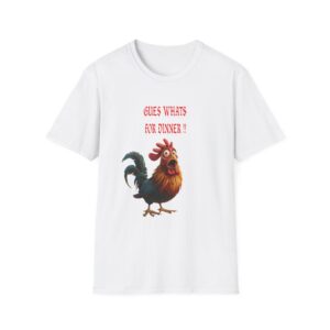 Rooster Illustration T-Shirt | 'Guess What's for Dinner?' Chicken Tee