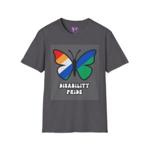 Disability Pride Butterfly T-Shirt, Unisex Graphic Tee, Disabled Pride Flag Awareness Apparel, Soft Cotton Shirt, Gift for Activists