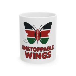 UNSTOPPABLE WINGS Kenyan Flag Butterfly Mug -Kenya Pride Ceramic Coffee Mug, Patriotic Gift, Gift For Kenyan