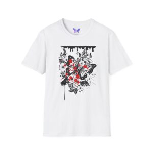 Butterfly Graphic Tee Bold Wings Shirt Floral Art Top, Edgy Drip Design