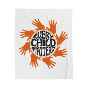 Velveteen Plush Blanket, Indigenous People Awareness Handprint Design for Truth and Reconciliation Day, Child Blanket, Cozy Throw, Soft