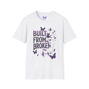 Built From Broken T-Shirt Purple Butterfly Face Graphic Tee  Mental Health Awareness Recovery