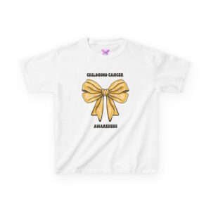 Childhood Cancer Awareness T-Shirt Gold Ribbon Tee , Kids Cancer, Pediatric Cancer Support Gift, Cancer Warrior,  Tee Gold Bow Awareness