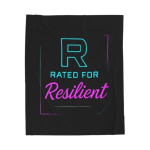 Rated R for Resilient Neon Blanket Empowerment Throw, Disability Pride Gift, Mental Health Support, Inspirational Decor
