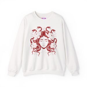 Unisex Medusa Serpent Sweatshirt Mythology Pullover Red Pink Floral Graphic Crewneck Limited Edition