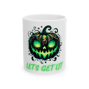 Funny Halloween Mug, Coffee Lover Spooky Season Lets Get Lit  Mug, Coffee Cup Party Jack O Lantern
