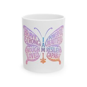 Affirmation Butterfly Mug I AM Motivational Mug -Resilient ,Brave, Enough Self Love Mug, Inspirational Gift, Positive Affirmations,Work Gift