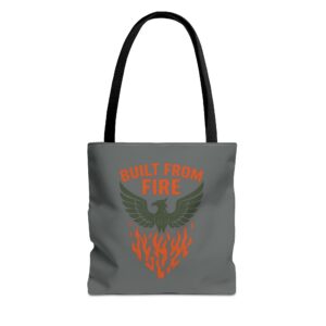 Biuld Fire-Tote for Adventurers, Stylish Carryall, Eco-Friendly Shopper, Gift for Fire Enthusiasts, Tote with Black Handles, Resilience Gift