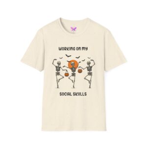 Social Skeleton Halloween Unisex Softstyle T-Shirt, Inspirational Tee, Casual Wear, Gift for Friends, Everyday Comfort, Positive Vibes