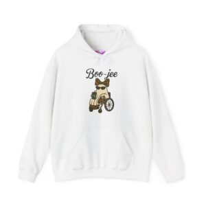 Boo jee Ghost Wheelchair Hoodie  Disability Pride Ghost in Wheelchair Sweatshirt with Leopard Bow Adult Unisex Hoodie Print Halloween
