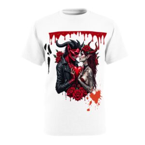 Devil and Demoness Romance Tee | Gothic Couple Heart, Roses