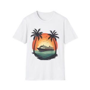 Tropical Cruise T-Shirt - Vacation Vibe, Beachwear, Gift for Travelers, Summer Fashion, Relaxed Style, Adventure, Cruise Ship Sunset T-Shirt