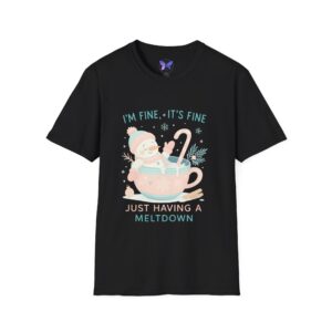 Funny Christmas Mental Health T-shirt  Its Fine Snowman Meltdown Shirt  Holiday Winter Sarcastic Shirt  T-Shirt  Holiday Christmas Tee