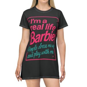 Real Life Barbie Playful Disability Humor T-Shirt Dress, Cute Graphic Tee, Barbie Fan Apparel, Disability Awareness Clothing, Funny Quote