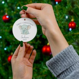 Personalized Baby's First Christmas, Elephant Ornament, New Baby Ornament, Baby Elephant Ornament, Christmas Ornament, New Baby Gifts,