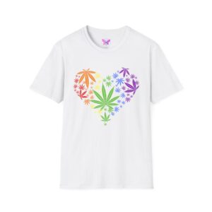 Colorful Heart Cannabis Unisex T-Shirt, Funny Weed Tee, Gift for Stoners, LGBTQ Pride Apparel, Casual Daily Wear