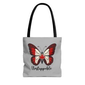 Unstoppable Canadian Butterfly Tote Canvas Bag Maple Leaf Canada Flag Bag