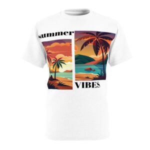 Summer Vibes Unisex Tee, Tropical Sunset T-Shirt, Relaxed Fit for Beach Lovers, Vacation Wear, Perfect Gift, Summer Celebrations Party Tee