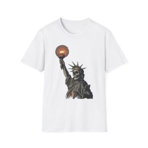 Skeleton Statue of Liberty graphic T-Shirt | skull torch, Gothic T Shirt, Unisex Tee, Dark Political Art, Festival Tee, Statement Tee