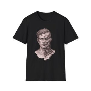Cyborg Half Face Tee, Black Graphic Tee, Men Women Cyberpunk Shirt, Sci Fi Face DesignUnisex Shirt | Futuristic Cyberpunk Streetwear