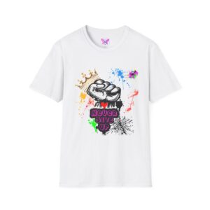 Never Give Up Crowned Fist Design -Motivational, Strength, Resilience Inspirational Tee Motivational T-Shirt,  Perfect  Enthusiasts, Power