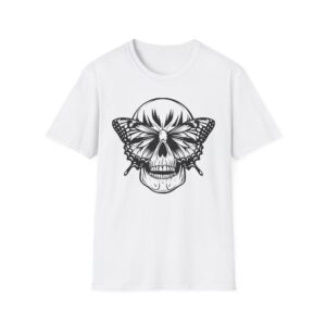 Skull and Butterfly Eyes T-Shirt -Gothic, Dreamers, Rebels, Artists Butterfly Skull Graphic Unisex Tee, Festivals, Gift Metamorphosis Tee