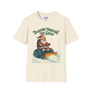 Funny Adaptive Christmas Shirt Dashing Through the Snow Santa in Wheelchair Snowplow T Shirt Inclusive Holiday Tee