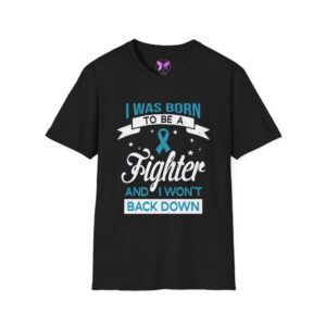 Ribbon Awareness T-Shirt Ovarian Cancer,  Sexual Asault Motivational Fighter Unisex Tee| I | Resilience & Motivation Gift for Survivors