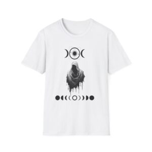 Cloaked Figure with Triple Moon T-Shirt | Gothic Moon Phases Tee