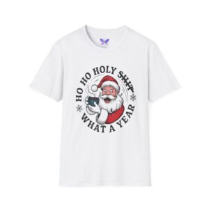 Funny Santa Tee  Ho Ho Holy Oh What a Year Exasperated Santa Graphic Holiday Humor Shir, Sarcastic Christmas Gift