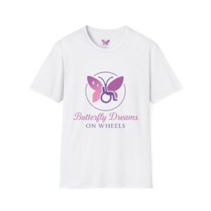 Official Butterfly Dreams on Wheels T-Shirt Inclusive Wheelchair Graphic Tee | Disability Empowerment Gift Apparel