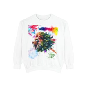 Adult Colourful Lion Crew Sweatshirt Colorful Lion Pullover Artistic Animal Print Unisex Crewneck Vibrant Mane Animal Lover Gift