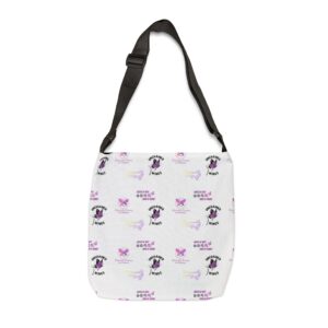 Butterfly Dreams on Wheels AOP Strap Adjustable Unchained Laptop Bag, Awareness Bag, Positive Quote Laptop Tote Bag