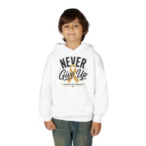 Youth "Never Give Up" Gold Ribbon Awareness Hoodie