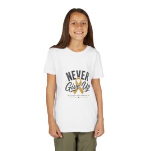 Youth "Never Give Up" Gold Ribbon Awareness Tee