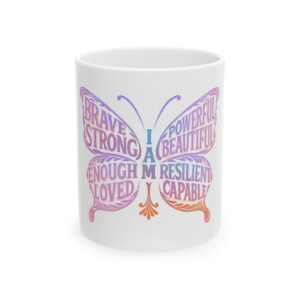 Affirmation Butterfly Mug I AM Motivational Mug -Resilient ,Brave, Enough Self Love Mug, Inspirational Gift, Positive Affirmations,Work Gift