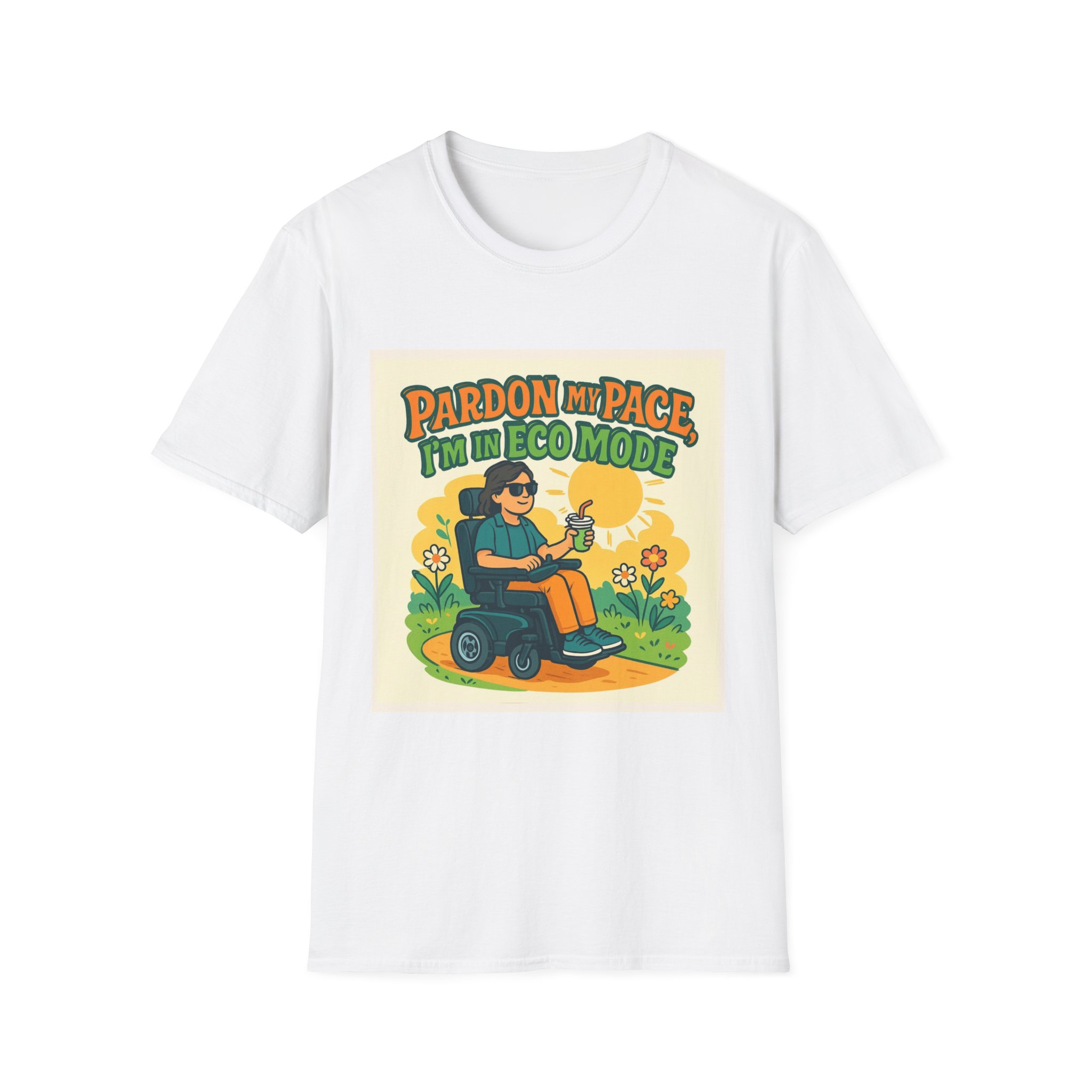 Pardon My Pace, I am in Eco ModeFunny Wheelchair T-Shirt -Chill Disability Pride Tee Vibes, Environment tee , Nature enthusiast gift