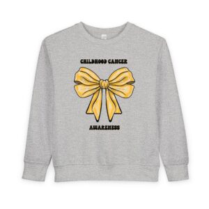 Yellow Ribbon Cancer Awareness Toddler Sweater Childhood  Unisex Gray Pullover, Support Cancer Research Gift