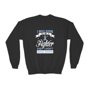 Fighter Survivor Crewneck Pullover with Ribbon Empowerment  Gift, Eating Disorders, Acid Reflux , IBS Support  Motivational Sweatshirt
