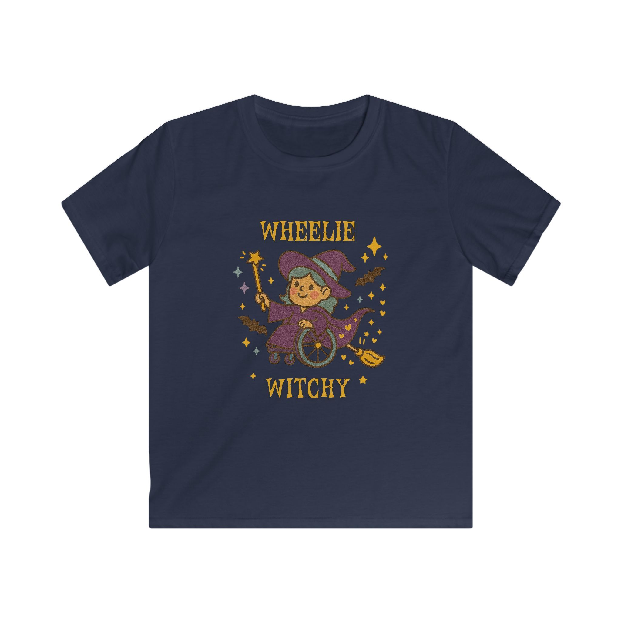Wheelie Witchy Kids T-Shirt Inclusive Halloween Witch Tee Wheelchair Costume Shirt - Image 11
