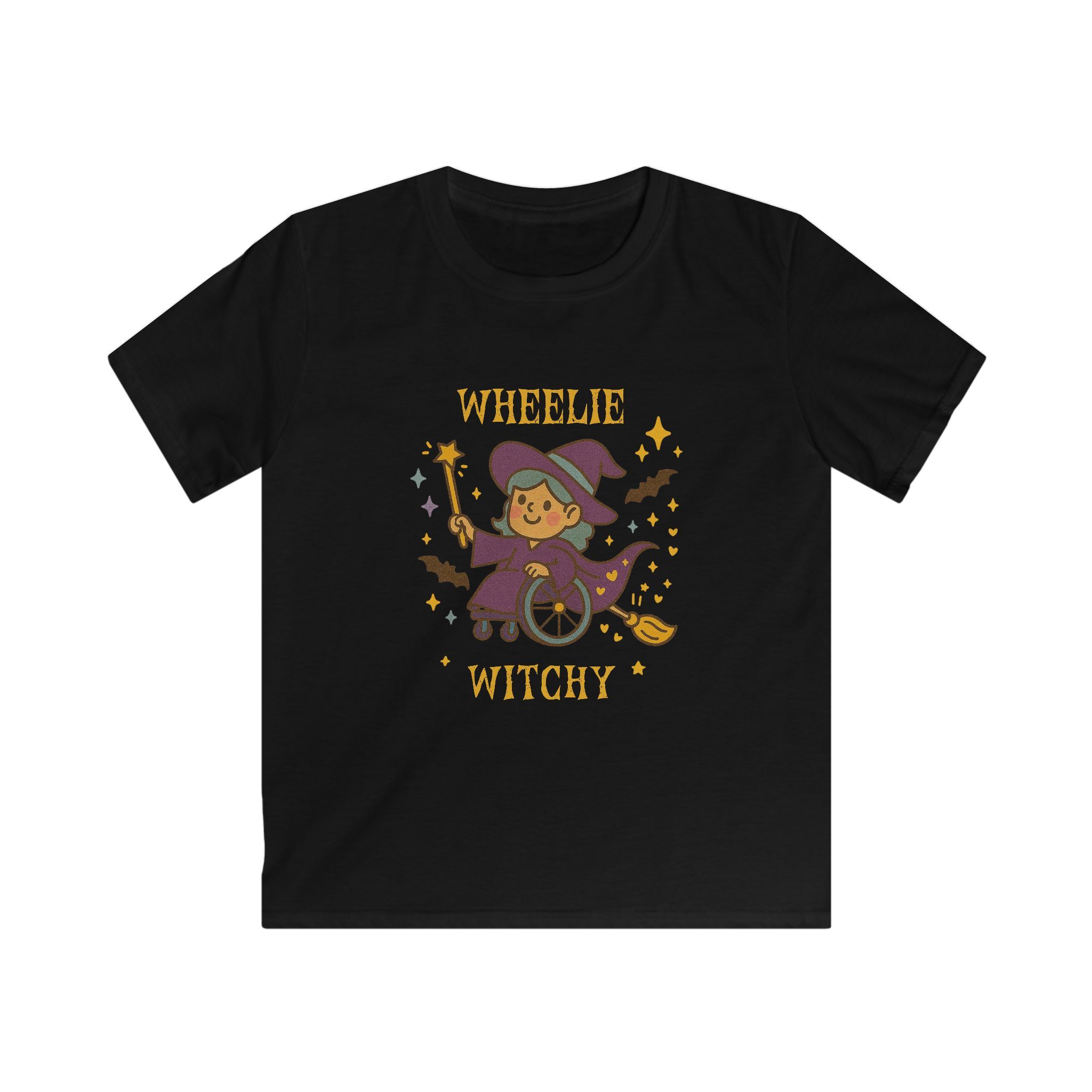 Wheelie Witchy Kids T-Shirt Inclusive Halloween Witch Tee Wheelchair Costume Shirt - Image 3