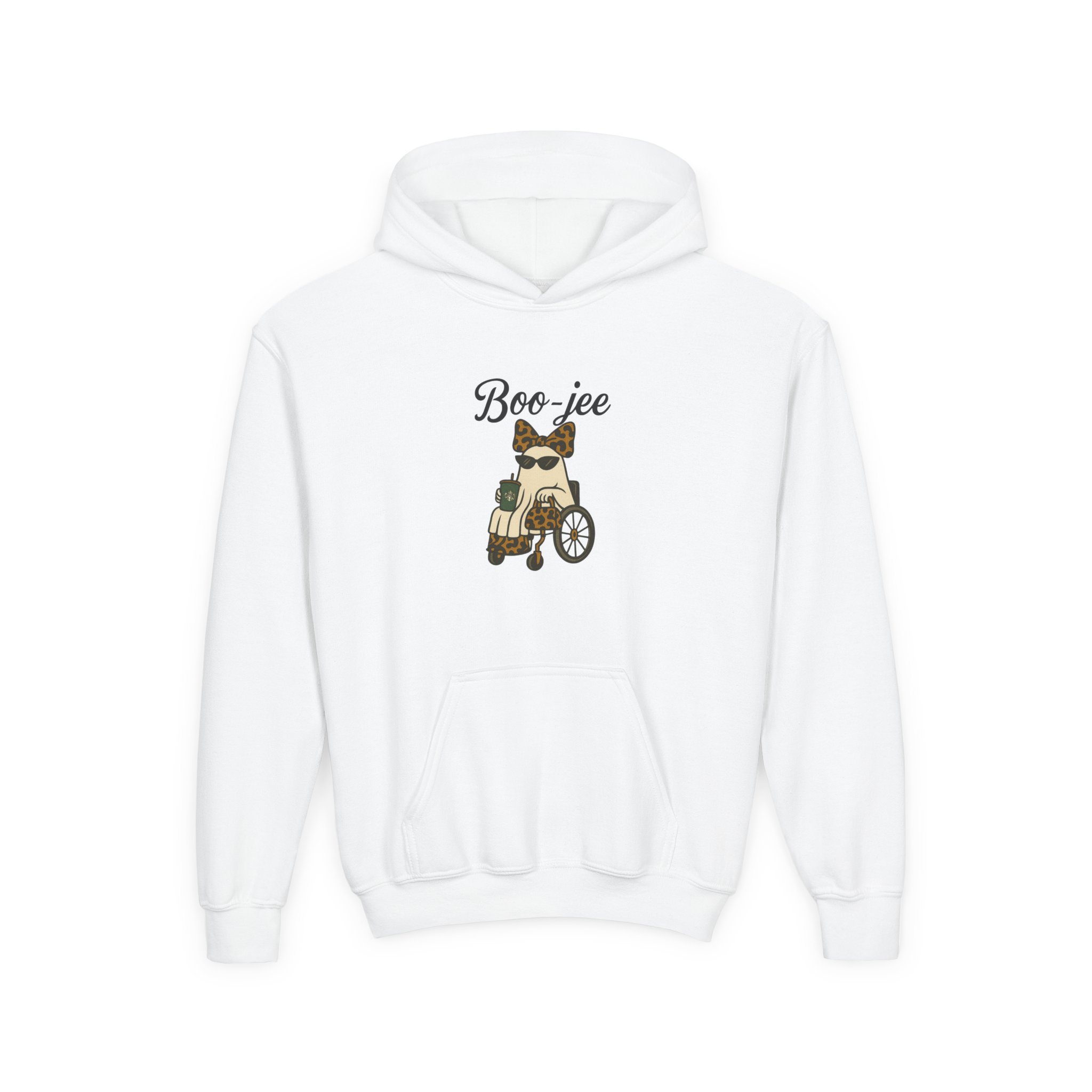 Youth Boojee Wheelchair Hoodie Bougie Ghost Design, Leopard Print Inspired Ghost Design, Sweatshirt