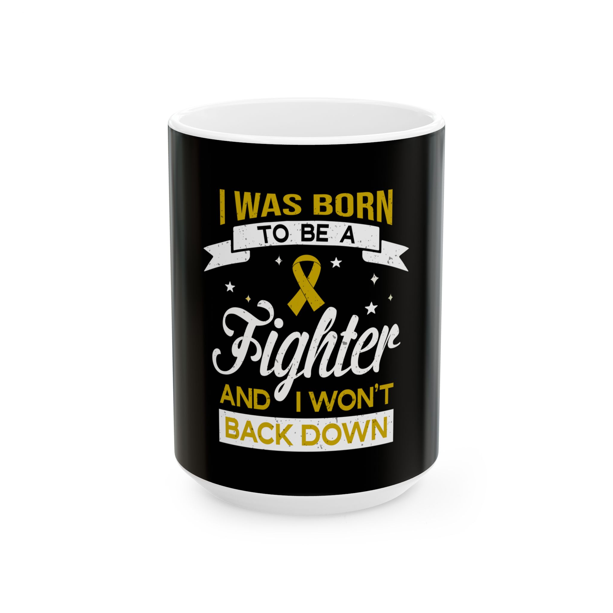 Fighter Mug I Was Born To Be A Fighter Mug Gold Ribbon Awareness Mug Cancer Support Gift Motivational Warrior Mug, Surviour Mug - Image 5