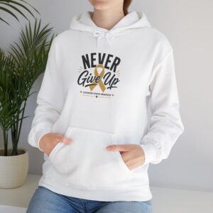 Adult "Never Give Up" Gold Ribbon Awareness Hoodie