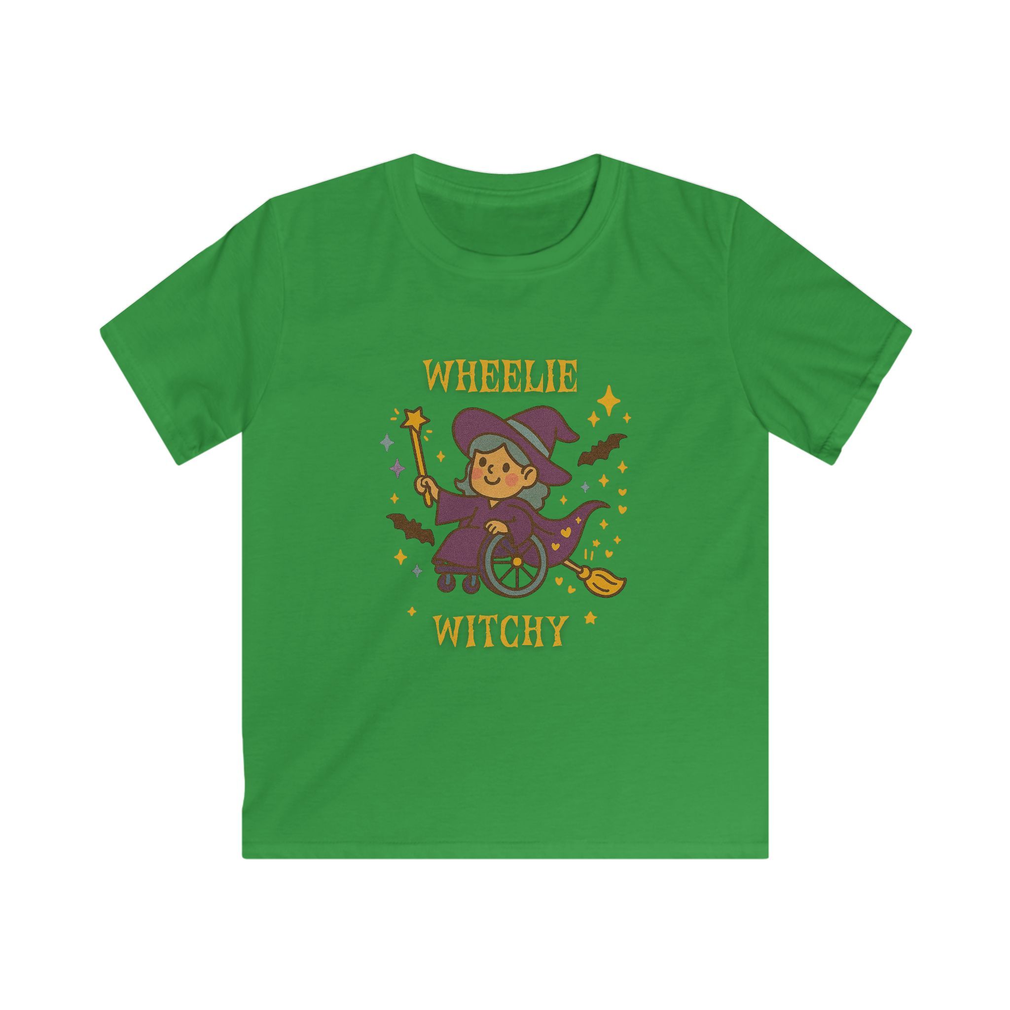 Wheelie Witchy Kids T-Shirt Inclusive Halloween Witch Tee Wheelchair Costume Shirt - Image 7