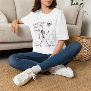 Adult Witch Better Have My Candy T-Shirt — Halloween Skeleton Balloon Tee