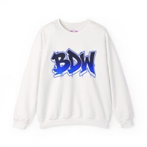Adult Blue BDW Graffiti Crewneck — Urban Streetwear Graphic Sweater